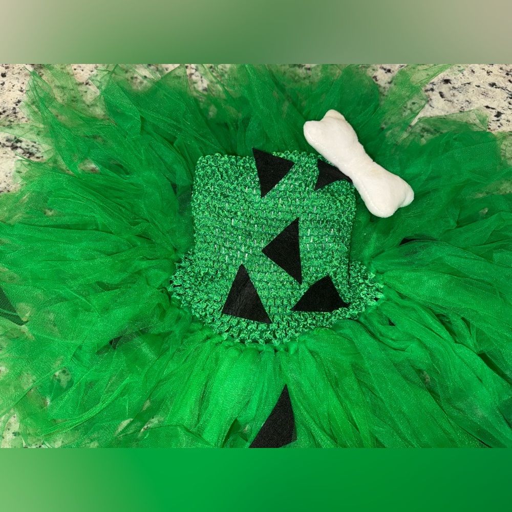The Flintstones Pebbles Costume- green tutu dress size 2T